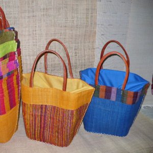 Beach Bags - Big leather handles, inner bag. One size